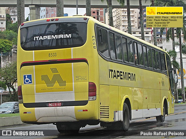 Viação Itapemirim 8533 na cidade de Aparecida, São Paulo, Brasil, por Paulo Rafael Peixoto. ID da foto: 9396295.