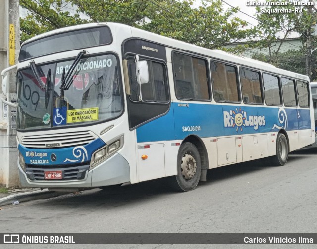 Rio Lagos Transportes SAQ.03.014 na cidade de Saquarema, Rio de Janeiro, Brasil, por Carlos Vinícios lima. ID da foto: 9404004.