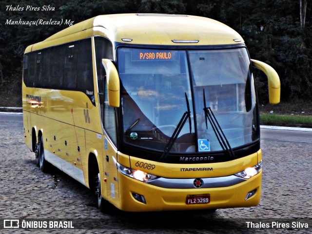 Viação Itapemirim 60089 na cidade de Manhuaçu, Minas Gerais, Brasil, por Thales Pires Silva. Número da foto: #9407095.