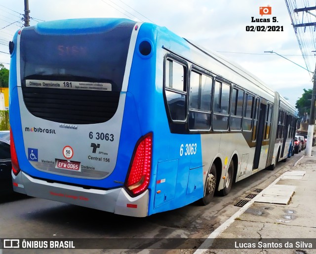 Viação Paratodos > São Jorge > Metropolitana São Paulo > Mobibrasil 6 3063 na cidade de São Paulo, São Paulo, Brasil, por Lucas Santos da Silva. Número da foto: #9412755.