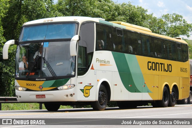 Empresa Gontijo de Transportes 16035 na cidade de Barra do Piraí, Rio de Janeiro, Brasil, por José Augusto de Souza Oliveira. ID da foto: 9417156.