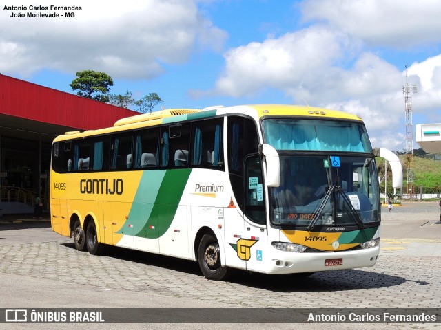 Empresa Gontijo de Transportes 14095 na cidade de João Monlevade, Minas Gerais, Brasil, por Antonio Carlos Fernandes. ID da foto: 9415549.