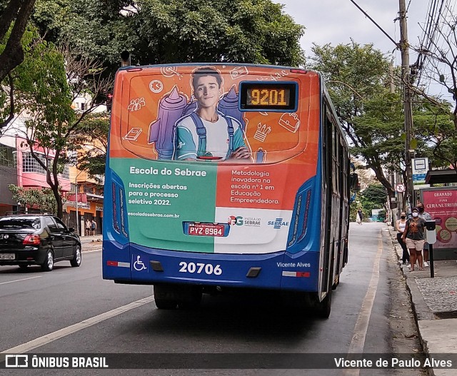 Viação Getúlio Vargas 20706 na cidade de Belo Horizonte, Minas Gerais, Brasil, por Vicente de Paulo Alves. ID da foto: 9419519.