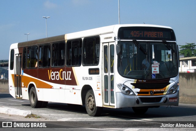 Auto Ônibus Vera Cruz RJ 104.026 na cidade de Duque de Caxias, Rio de Janeiro, Brasil, por Junior Almeida. ID da foto: 9423780.