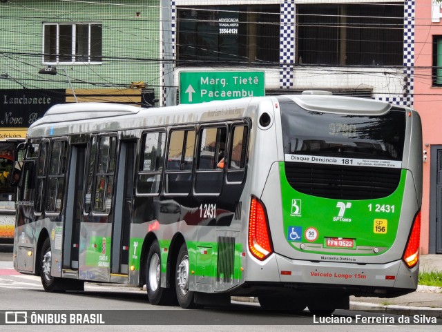 Viação Gato Preto 1 2431 na cidade de São Paulo, São Paulo, Brasil, por Luciano Ferreira da Silva. ID da foto: 9424094.