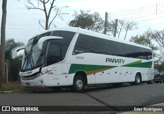 Viação Paraty 3830 na cidade de Pirassununga, São Paulo, Brasil, por Eder Rodrigues. ID da foto: 9423697.