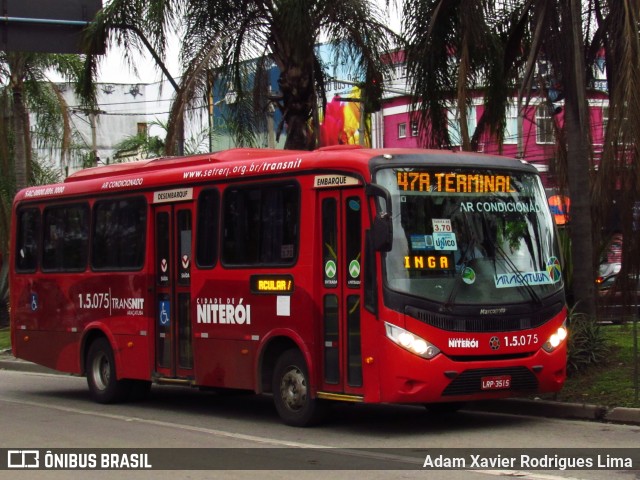 Viação Araçatuba 1.5.075 na cidade de Niterói, Rio de Janeiro, Brasil, por Adam Xavier Rodrigues Lima. Número da foto: #9423561.