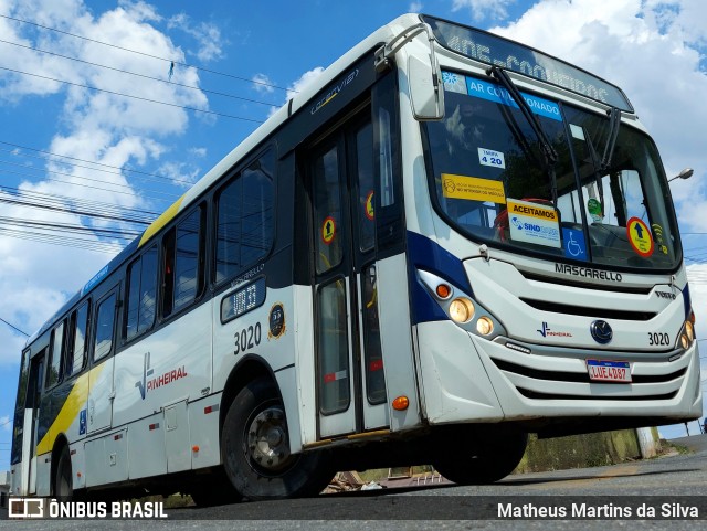 Viação Pinheiral 3020 na cidade de Volta Redonda, Rio de Janeiro, Brasil, por Matheus Martins da Silva. ID da foto: 9334792.