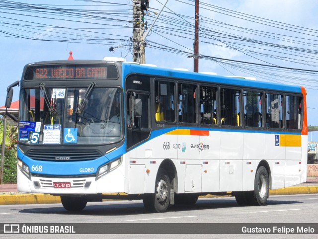 Transportadora Globo 668 na cidade de Recife, Pernambuco, Brasil, por Gustavo Felipe Melo. Número da foto: #9338812.
