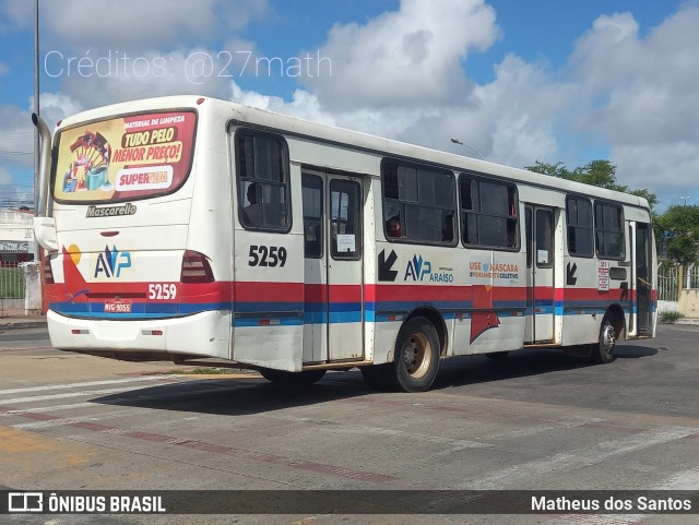 AVP - Auto Viação Paraíso 5259 na cidade de Aracaju, Sergipe, Brasil, por Matheus dos Santos. Número da foto: #9342983.