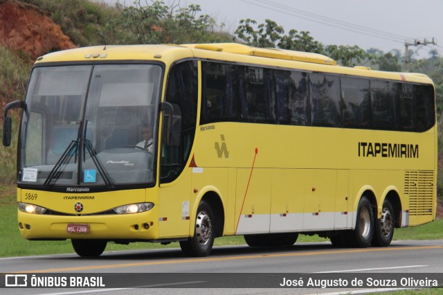 Viação Itapemirim 5869 na cidade de Barra do Piraí, Rio de Janeiro, Brasil, por José Augusto de Souza Oliveira. ID da foto: 9455231.