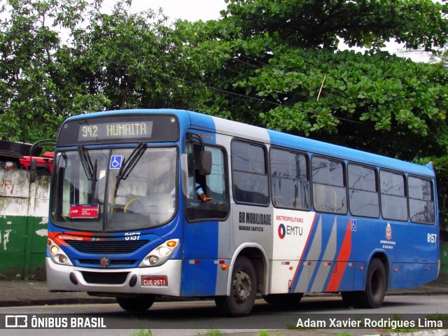 BR Mobilidade Baixada Santista 8157 na cidade de Santos, São Paulo, Brasil, por Adam Xavier Rodrigues Lima. ID da foto: 9463383.