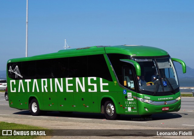 Auto Viação Catarinense 3399 na cidade de Florianópolis, Santa Catarina, Brasil, por Leonardo Fidelli. ID da foto: 9462263.