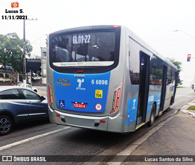 Transwolff Transportes e Turismo 6 6898 na cidade de São Paulo, São Paulo, Brasil, por Lucas Santos da Silva. Número da foto: #9468788.