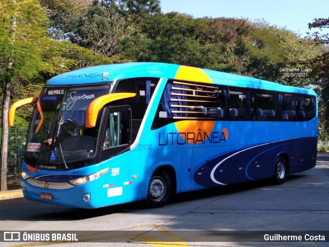 Litorânea Transportes Coletivos 5102 na cidade de São Paulo, São Paulo, Brasil, por Guilherme Costa. ID da foto: 9472144.