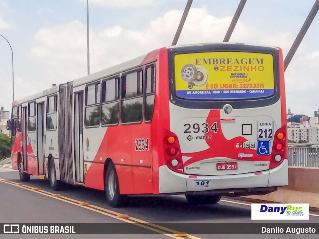 Itajaí Transportes Coletivos 2934 na cidade de Campinas, São Paulo, Brasil, por Danilo Augusto. ID da foto: 9474017.