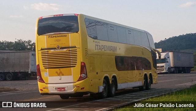 Viação Itapemirim 17031 na cidade de Leopoldina, Minas Gerais, Brasil, por Júlio César Paixão Lacerda. Número da foto: #9473979.