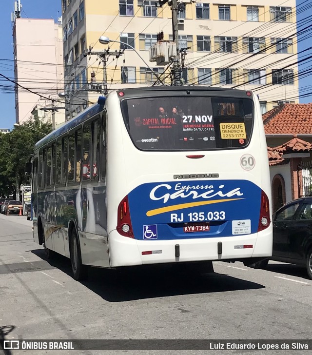 Expresso Garcia RJ 135.033 na cidade de Niterói, Rio de Janeiro, Brasil, por Luiz Eduardo Lopes da Silva. ID da foto: 9480845.