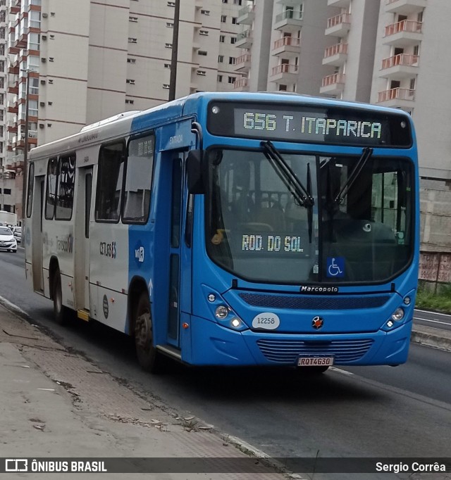 Viação Praia Sol 12258 na cidade de Vila Velha, Espírito Santo, Brasil, por Sergio Corrêa. Número da foto: #9480664.