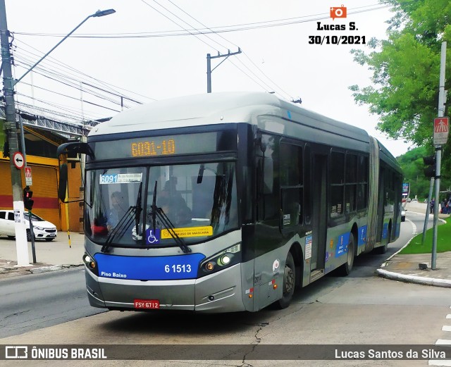 Viação Grajaú S.A. 6 1513 na cidade de São Paulo, São Paulo, Brasil, por Lucas Santos da Silva. Número da foto: #9430194.