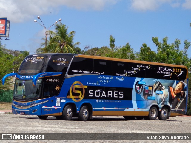 Soares Turismo e Fretamento 3521 na cidade de Fortaleza, Ceará, Brasil, por Ruan Silva Andrade. ID da foto: 9489459.