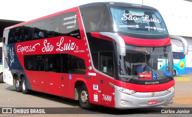 Expresso São Luiz 7680 na cidade de Goiânia, Goiás, Brasil, por Carlos Júnior. ID da foto: 9488334.