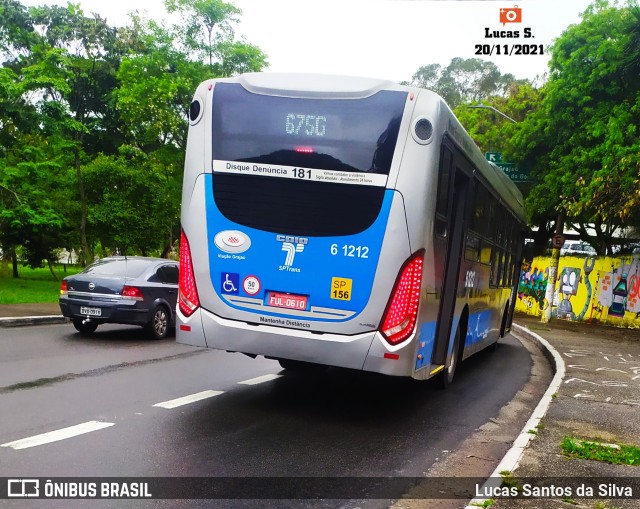 Viação Grajaú S.A. 6 1212 na cidade de São Paulo, São Paulo, Brasil, por Lucas Santos da Silva. ID da foto: 9496327.