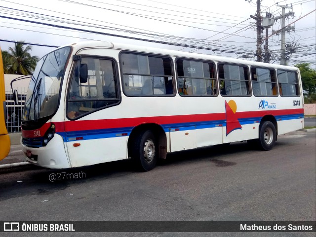 AVP - Auto Viação Paraíso 5342 na cidade de Aracaju, Sergipe, Brasil, por Matheus dos Santos. ID da foto: 9493707.