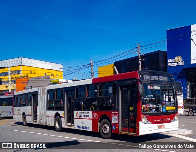 Viação Metrópole Paulista - Zona Sul 7 3786 na cidade de São Paulo, São Paulo, Brasil, por Felipe Goncalves do Vale. Número da foto: #9499149.