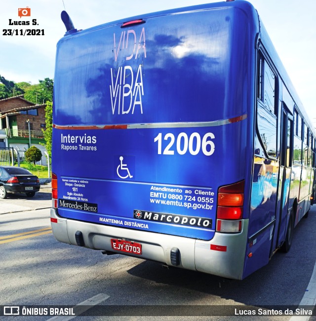 Auto Viação Bragança Metropolitana > Viação Raposo Tavares 12.006 na cidade de Embu-Guaçu, São Paulo, Brasil, por Lucas Santos da Silva. ID da foto: 9498450.