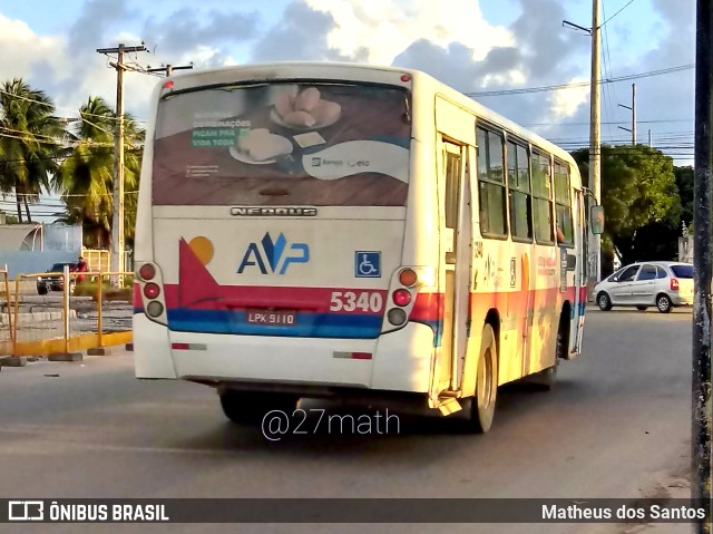 AVP - Auto Viação Paraíso 5340 na cidade de Aracaju, Sergipe, Brasil, por Matheus dos Santos. ID da foto: 9499462.