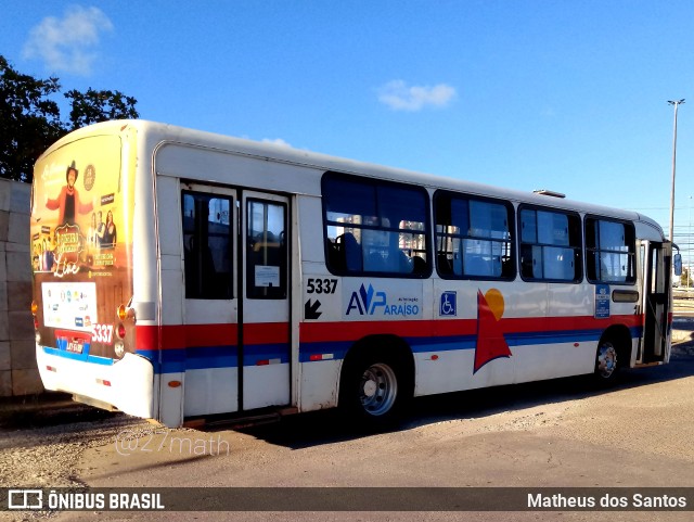 AVP - Auto Viação Paraíso 5337 na cidade de Aracaju, Sergipe, Brasil, por Matheus dos Santos. ID da foto: 9499968.