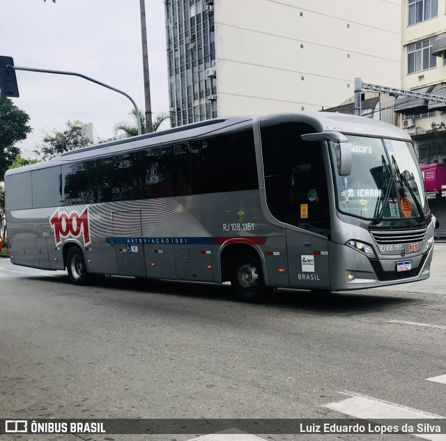 Auto Viação 1001 RJ 108.1151 na cidade de Niterói, Rio de Janeiro, Brasil, por Luiz Eduardo Lopes da Silva. ID da foto: 9505859.