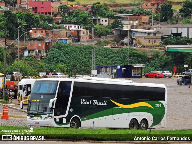 Auto Viação Vital Brazil 2104 na cidade de João Monlevade, Minas Gerais, Brasil, por Antonio Carlos Fernandes. ID da foto: 9505262.