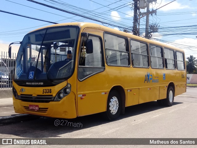 AVP - Auto Viação Paraíso 5338 na cidade de Aracaju, Sergipe, Brasil, por Matheus dos Santos. ID da foto: 9435678.