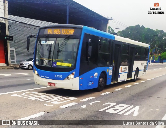 Viação Grajaú S.A. 6 1152 na cidade de São Paulo, São Paulo, Brasil, por Lucas Santos da Silva. ID da foto: 9437274.