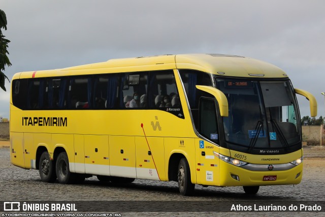 Viação Itapemirim 60075 na cidade de Vitória da Conquista, Bahia, Brasil, por Athos Lauriano do Prado. Número da foto: #9440840.