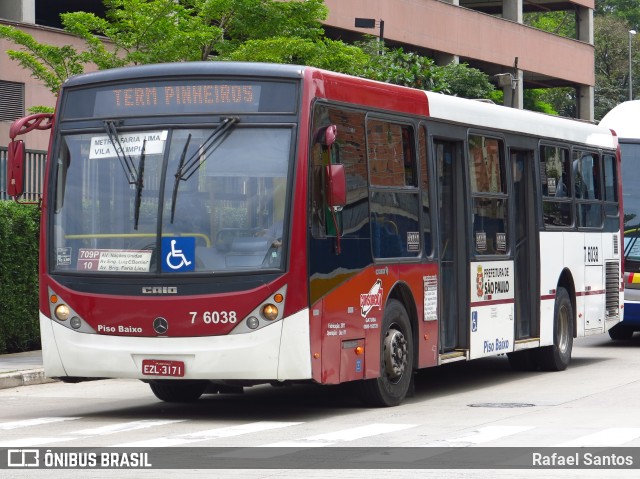 Viação Gatusa Transportes Urbanos 7 6038 na cidade de São Paulo, São Paulo, Brasil, por Rafael Santos. ID da foto: 9443205.