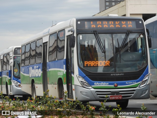 Viação União RJ 204.243 na cidade de Rio de Janeiro, Rio de Janeiro, Brasil, por Leonardo Alecsander. Número da foto: #9452844.