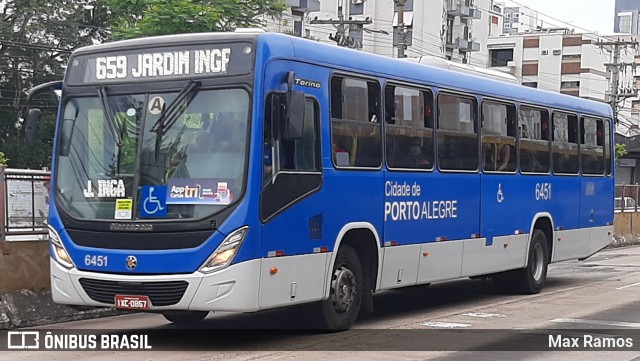 Nortran Transportes Coletivos 6451 na cidade de Porto Alegre, Rio Grande do Sul, Brasil, por Max Ramos. Número da foto: #9540973.