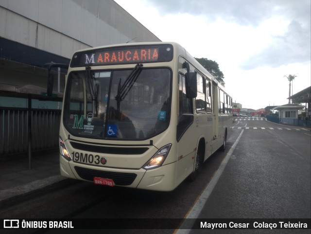 Araucária Transportes Coletivos 19m03 na cidade de Araucária, Paraná, Brasil, por Mayron Cesar  Colaço Teixeira. ID da foto: 9547658.