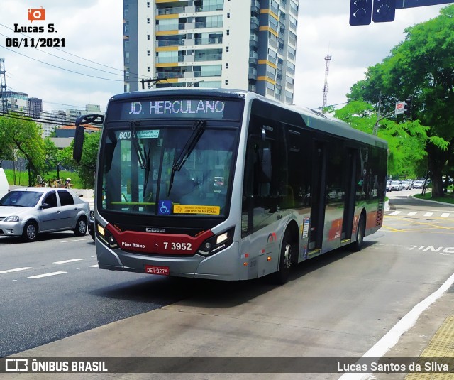 Viação Metrópole Paulista - Zona Sul 7 3952 na cidade de São Paulo, São Paulo, Brasil, por Lucas Santos da Silva. ID da foto: 9551273.