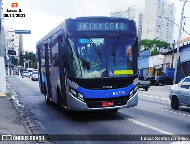 Transwolff Transportes e Turismo 6 6598 na cidade de São Paulo, São Paulo, Brasil, por Lucas Santos da Silva. ID da foto: 9560492.