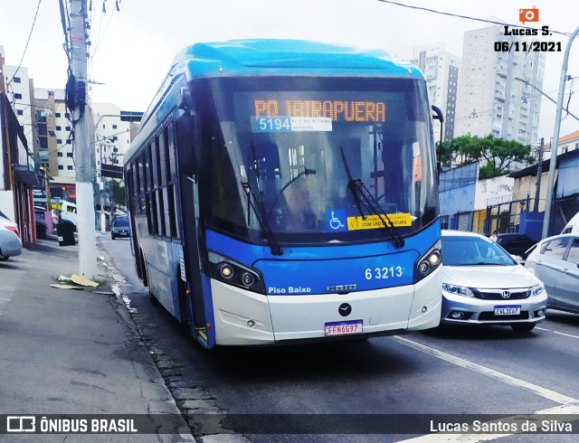 Viação Paratodos > São Jorge > Metropolitana São Paulo > Mobibrasil 6 3213 na cidade de São Paulo, São Paulo, Brasil, por Lucas Santos da Silva. Número da foto: #9560422.