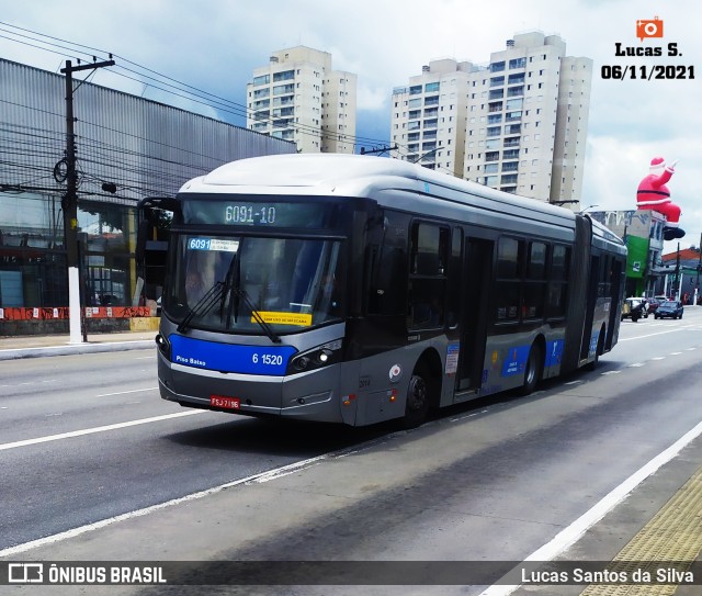 Viação Grajaú S.A. 6 1520 na cidade de São Paulo, São Paulo, Brasil, por Lucas Santos da Silva. ID da foto: 9560466.