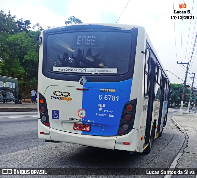 Transwolff Transportes e Turismo 6 6781 na cidade de São Paulo, São Paulo, Brasil, por Lucas Santos da Silva. Número da foto: #9565426.