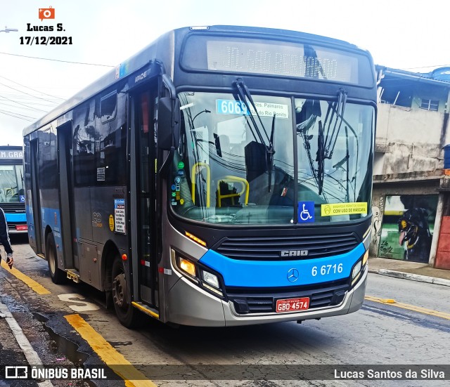 Transwolff Transportes e Turismo 6 6716 na cidade de São Paulo, São Paulo, Brasil, por Lucas Santos da Silva. ID da foto: 9565418.