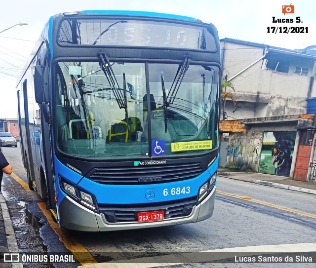 Transwolff Transportes e Turismo 6 6843 na cidade de São Paulo, São Paulo, Brasil, por Lucas Santos da Silva. ID da foto: 9565401.