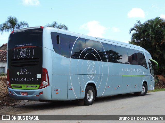 Viação Garcia 8105 na cidade de Florianópolis, Santa Catarina, Brasil, por Bruno Barbosa Cordeiro. Número da foto: #9570069.