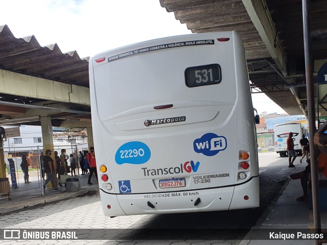 Nova Transporte 22290 na cidade de Vila Velha, Espírito Santo, Brasil, por Kaique Passos. Número da foto: #9574654.